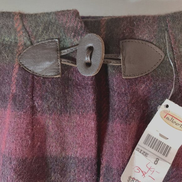 Talbots Womens Size 8 Wool Tartan Midi Wrap Skirt Burgundy Plaid Made In USA NWT - Picture 6 of 12